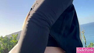 cute blonde girl blowjob fucking and facial outdoor near beach