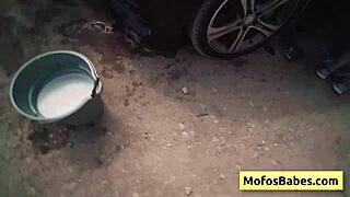 busty blonde naughty teen gives nice tug and suck to huge cock at car wash fundraiser with jc wilds johnny love