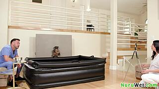 does this busty teen give a wet nuru massage to her horny client?