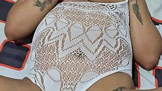 intense bareback fucking with my latina girlfriend, cumming deep inside her natural big tits