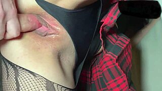 Amateur couple performs standing doggystyle hard fucking