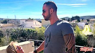 Does this cheerful french blonde milf love sucking cocks in lingerie?