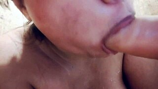 Sucking Big Realistic Messy Milk Dildo Closeup