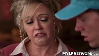 dee returns from supermarket, neighbor rion spies on her perfect ass