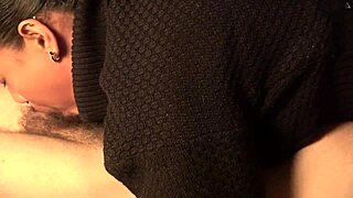 She performs extreme deepthroat and gagging on hairy veiny cock