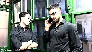 Real estate agent takes three cocks at work in double penetration with destroyed ass