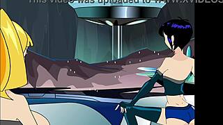 interactive 3 way animation part 02 with blonde redhead lesbians flashing group