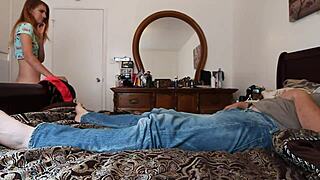 Hazel haze performs footjob before painal.