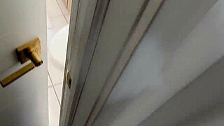 Brunette teen step sis experimenting in shower with big cock blowjob