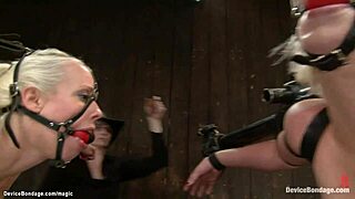 lesbians bound in back arch device bondage experience kinky whipping rough fucking bizarre fetish