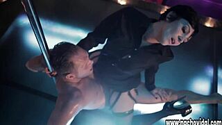 AT A STYLISH STRIP CLUB SHE SUCKS AND FUCKS A BASEBALL BAT NACHO VIDAL STUFFS FOUR FINGERS IN HER PUSSY AND FEEDS HER HIS MASSIVE COCK!