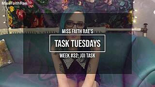 Emo goddess humiliates slave with novel jerk-off task in week 32