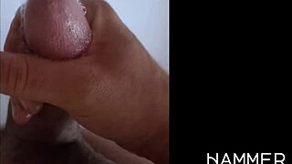 Hammer hart washes, wanks his big european cock, shoots creamy cum