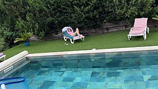 Risky Encounter With Stepmom By The Pool