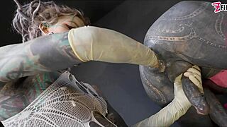 Tranny Anal Stretching By Tattooed Dominatrix Ass Fisting Femdom Couple Goth Punk Alt Porn Zf163