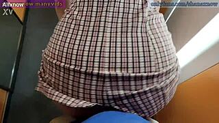 Public elevator blowjob facial cum walker