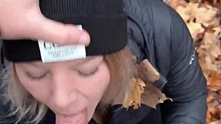 Caught outside in snow licking ass and multiple cumshots