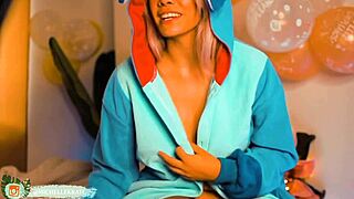 Cute Girl in Costume on Webcam Chat