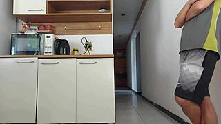 Risky Fuck with Husband's Friend in Kitchen