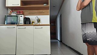 Risky Fuck with Husband's Friend in Kitchen