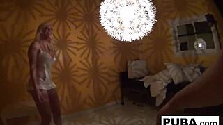 sexy blonde in retro tease and solo?