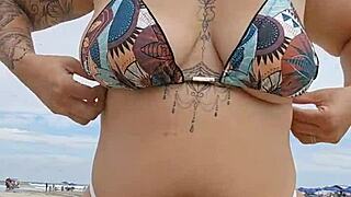 African Young Usa Beach Exhibitionist Flashing In Panties To Attract Married Men