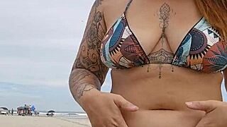 African Young Usa Beach Exhibitionist Flashing In Panties To Attract Married Men