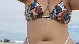 African Young Usa Beach Exhibitionist Flashing In Panties To Attract Married Men