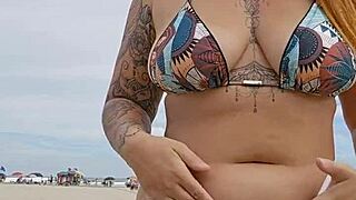 African Young Usa Beach Exhibitionist Flashing In Panties To Attract Married Men