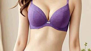 Adorable asian models posing in lingerie and panties