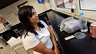 Morena Pelada Exposes Hot Hairy Pussy and Cum in Mouth in Public Square