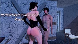 Доминирующая фута-шеймейл ебет в жопу покорного мужика-раба