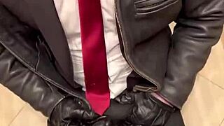 Kinky office suit in leather for men at play.