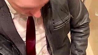 Kinky office suit in leather for men at play.