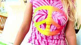 Vanessa cage, blue-eyed blonde coed, gives big cock pov blowjob and swallows cum.