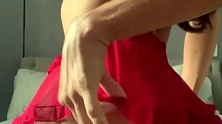 Transsexual Crossdresser In Fishnets Strokes Cock And Pussy Solo