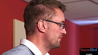 The lusty British babe strips for the voyeur's jerking