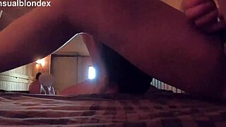 Wife in the sauna teases strangers.