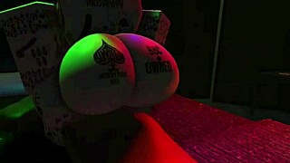 new slut bent over for big black cock doggystyle creampie on huge natural tits