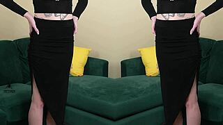 Kit Summers' Deep Plunging Black Two-Piece Neck Tease