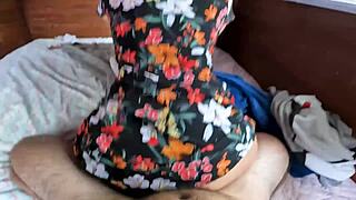 Sexy 18yo virgin brunette rides cock like pro cowgirl in homemade vid