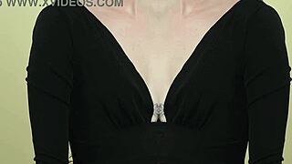 Kit Summers' Deep Plunging Black Two-Piece Neck Tease