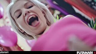 Birthday girl grows futa cock and fucks best friend with shemale cum on pussy