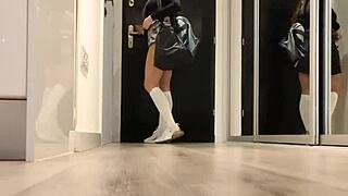 Gym return leads to hard cock doggystyle pounding in leggings