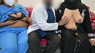 Doctor satisfying his dick with nurse and muslim patient lady