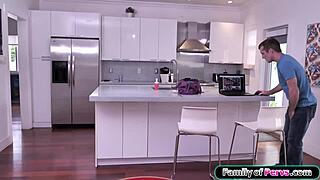 staring deep into stepaunt's shaved pussy milf big tits