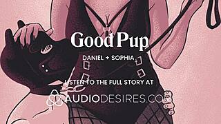 Obedient femdom pup whimpers as mistress fucks chastity anal tail plug creampie