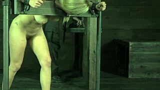 bound blonde skank chokes on ring-gagged deepthroat from rough maledom