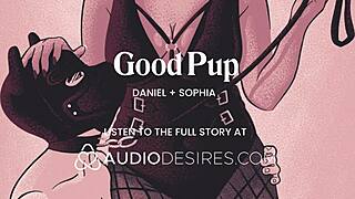 Obedient femdom pup whimpers as mistress fucks chastity anal tail plug creampie