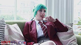 alt goth teen pussy licked then sucks huge cock facial